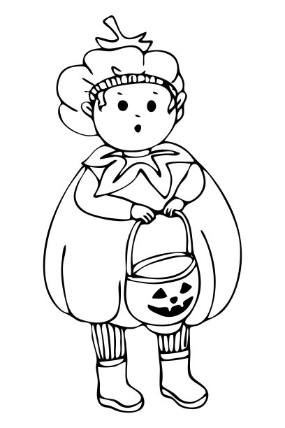 小男孩为万圣节盛装打扮图片下载