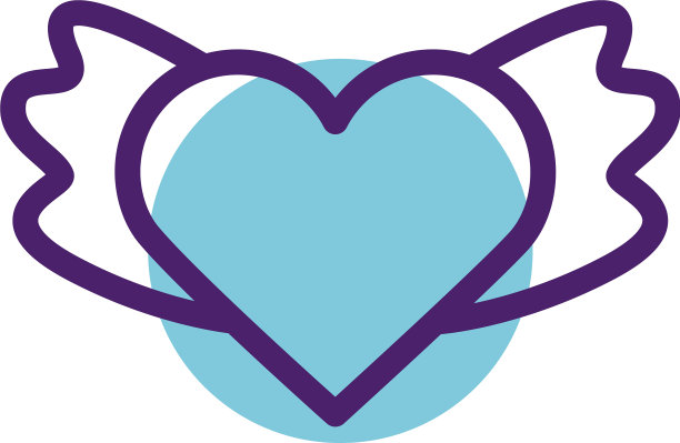 心有爱有翅膀线的图标图片下载