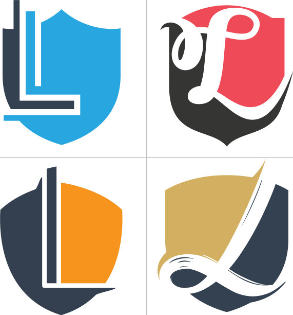 L字母标志设计字母L在盾形图片下载