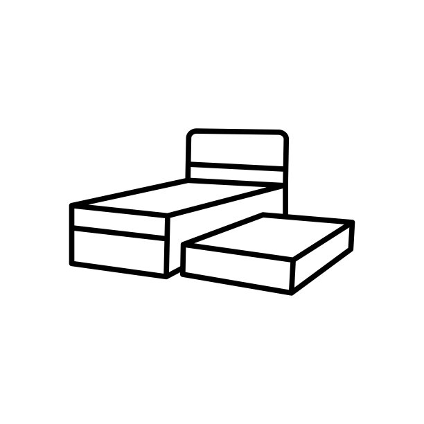 双人床图标在时尚的平面设计图片下载