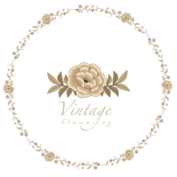 花环或圆形框架风格化的古董图片下载