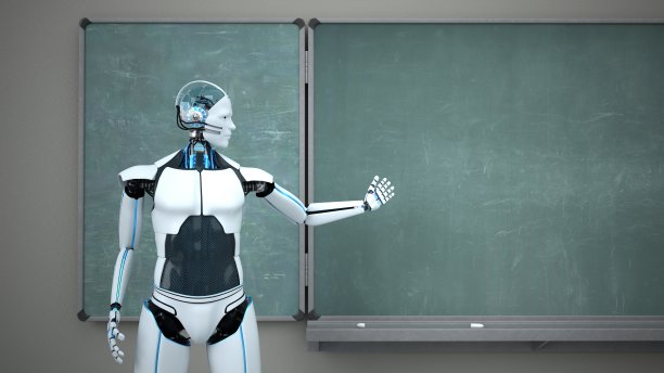 人形机器人粉笔黑板老师图片下载