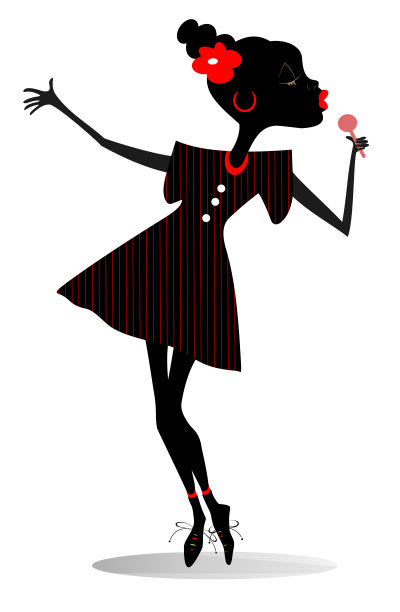 浪漫的非洲女歌手孤立的插图。图片下载