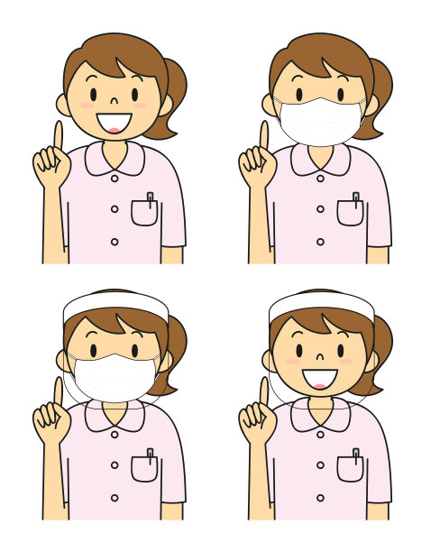 年轻女子在白色面罩面罩设置插图图片下载