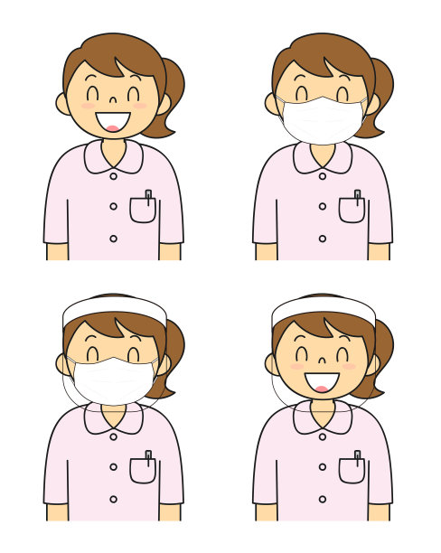 年轻女子在白色面罩面罩设置插图图片下载