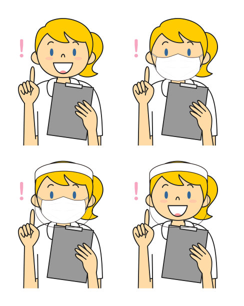 年轻女子在白色面罩面罩设置插图图片下载