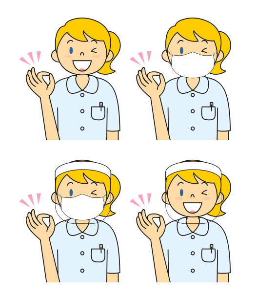 年轻女子在白色面罩面罩设置插图图片下载