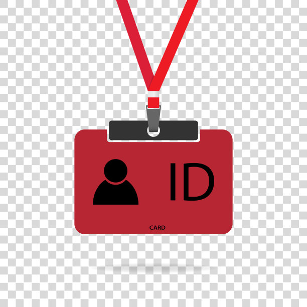 红色ID卡矢量平面设计。在透明背景上独立绘制。图片下载