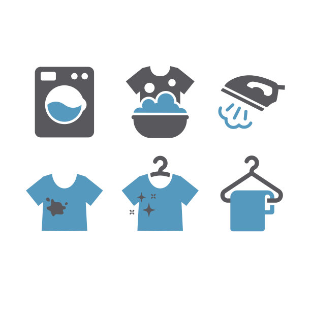 洗衣服务黑色字形图标集图片下载
