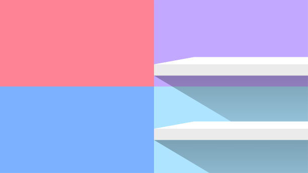 马赛克瓷砖和板材架白色的产品展示，简单的墙方形图案和桌子架化妆品货架，墙壁柔和，板材彩色的方形形状和别致图片下载