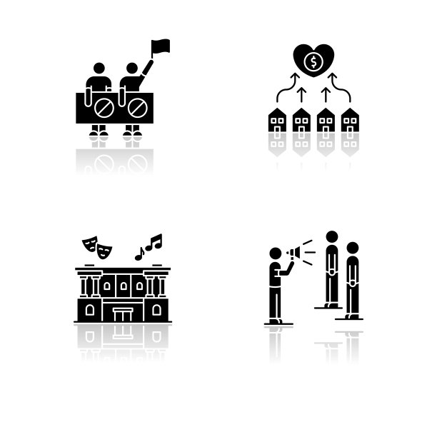 社交生活drop shadow黑色象形文字图标集图片下载