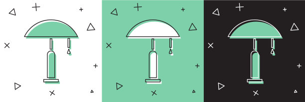 将台灯图标隔离在白色和绿色上图片下载