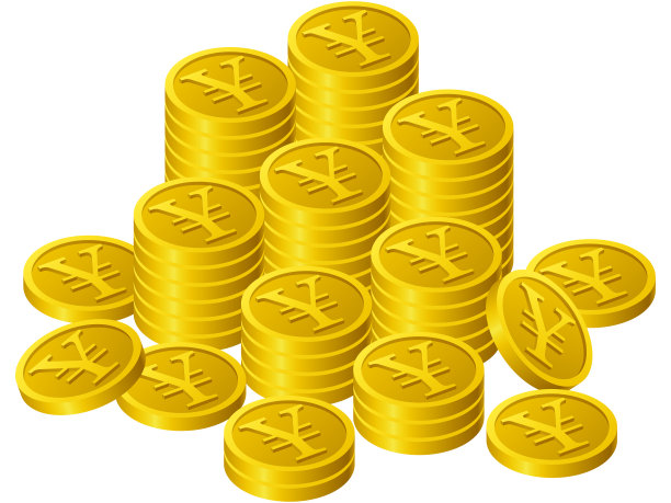 硬币写成￥堆积图片下载