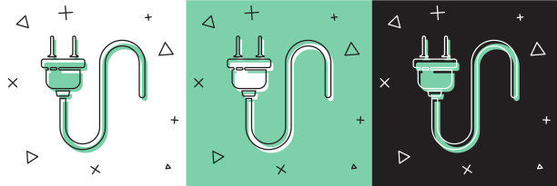 将电源插头图标隔离在白色和绿色上图片下载