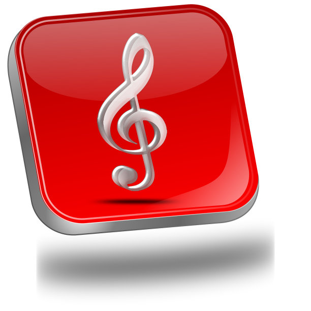 按钮与谱号- 3D插图图片下载