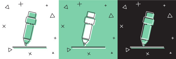 设置铅笔与橡皮图标隔离在白色和图片下载