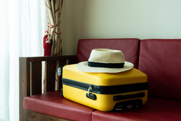 手提箱和帽子图片下载