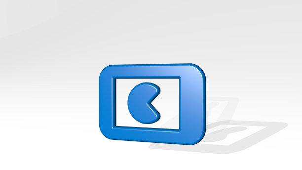 视频游戏智能手机景观与阴影的视角。一个用金属材料制作的厚雕塑的3D渲染。插图和背景图片下载