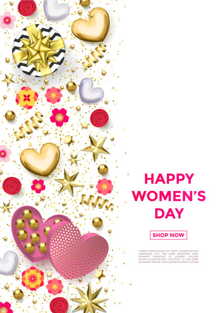 妇女节贺卡海报金心图片下载