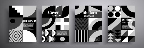复古的平面封面设计。黑白几何复古构图。适用于封面、代金券、海报、传单、横幅等。图片下载