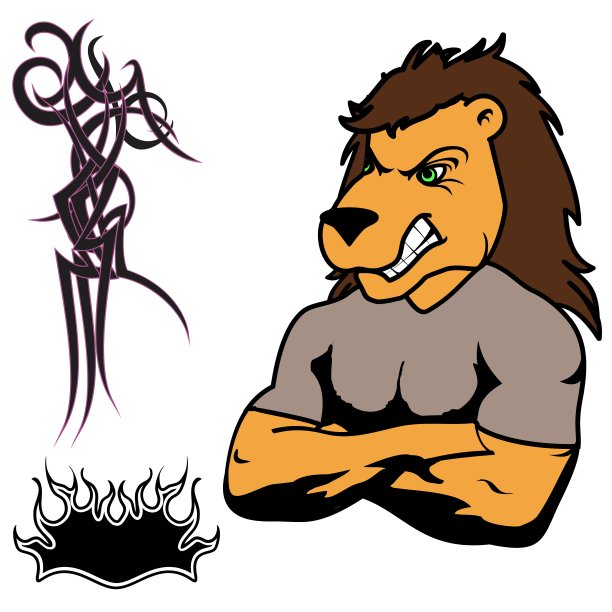 强壮的狮子t恤卡通部落集图片下载