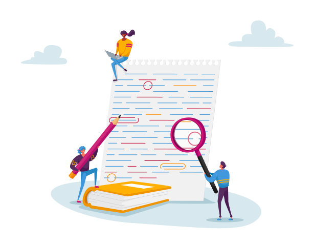 放大镜下的小字体和红铅笔编辑错误。老师或学生修正语法图片下载