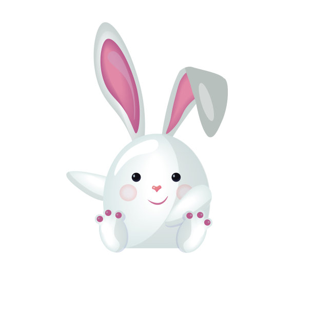 可爱的白色复活节兔子。卡哇伊风格。图片下载