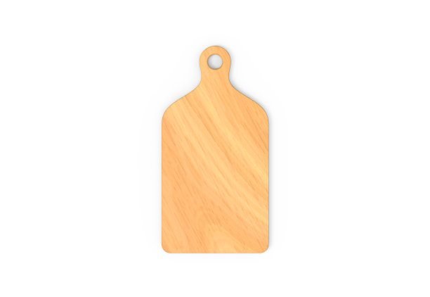 木制砧板，砧板模型模板在孤立的白色背景，3d插图图片下载