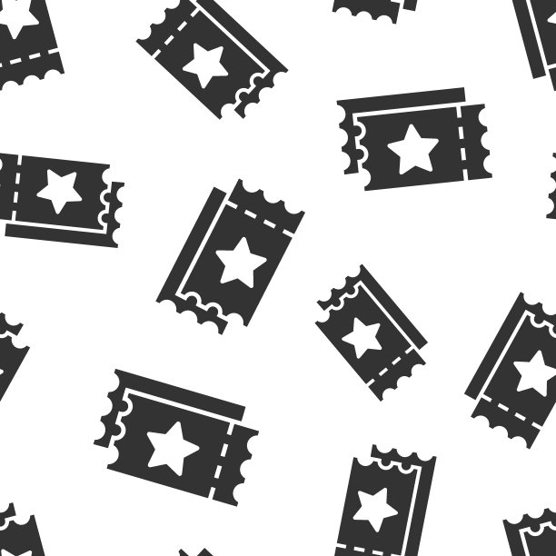 电影票图标在平面风格。在白色孤立的背景上允许一个优惠券入口矢量插图。票务无缝模式的经营理念。图片下载