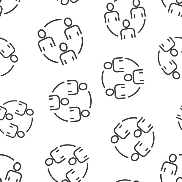 人们交流图标在平面风格。白色背景上的人物矢量插图。伙伴关系无缝模式的业务概念。图片下载