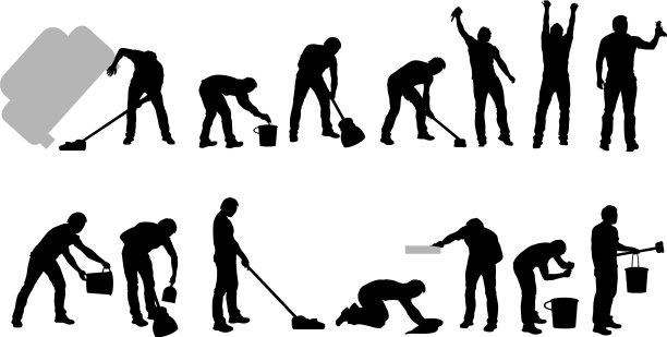 清洗黑色剪影图片下载