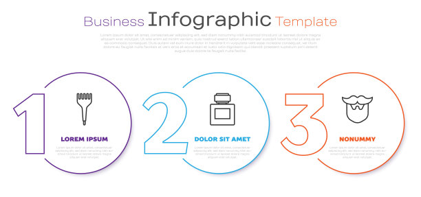 设定线发刷，须后水和胡子和胡须。业务信息模板。向量图片下载