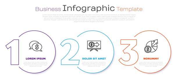 设定线讲话泡沫与美元，监测与美元和金钱和图表图表。业务信息模板。向量图片下载
