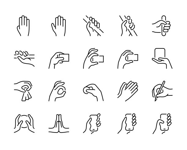 手中的对象可编辑笔画线图标图片下载