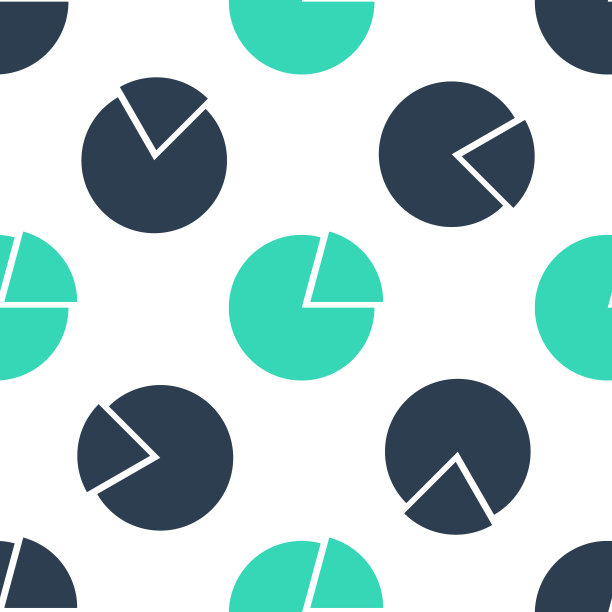 绿色饼图信息图图标孤立无缝模式在白色背景。演示图符号。图表标志。市场分析符号。向量图片下载