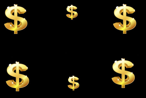 黑色背景上的金元标志图片下载