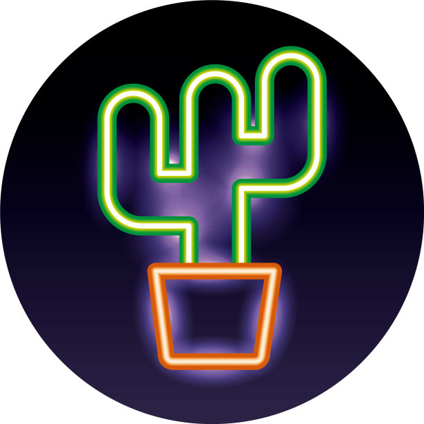 仙人掌植物霓虹灯图标图片下载