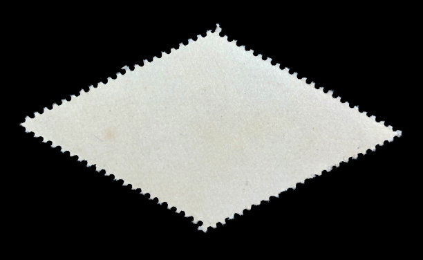 一个空白的白色菱形邮票形状在黑色的背景。图片下载