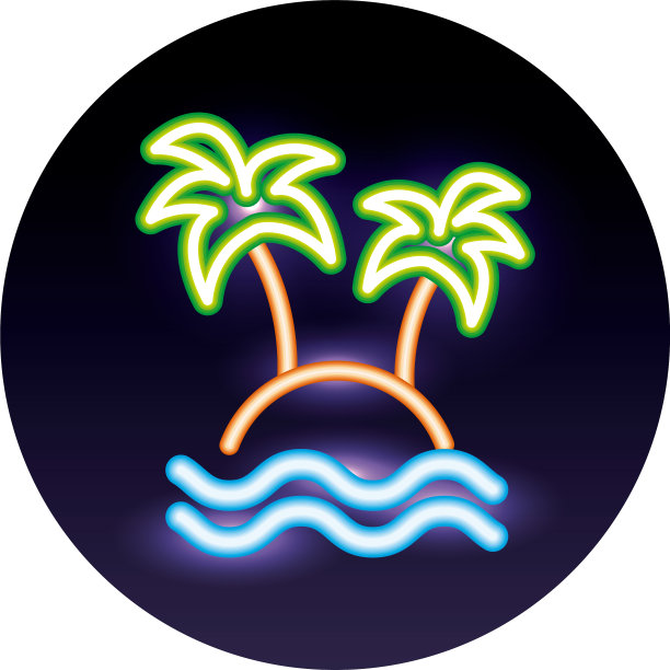 棕榈树霓虹灯图标图片下载