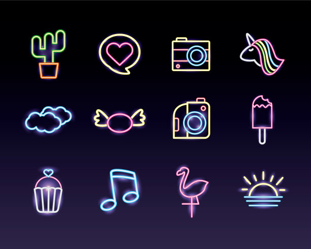 捆绑霓虹灯设置图标图片下载