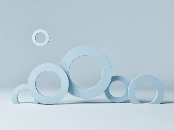 舞台场景模拟与几何形式，蓝色背景图片下载