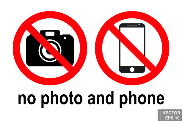 禁止标志，没有手机，没有照片的警告图片下载