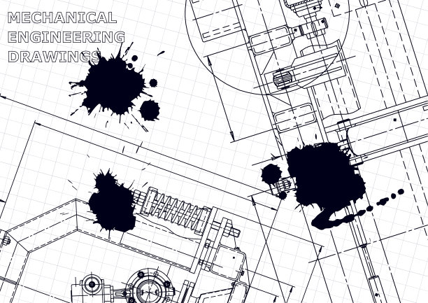 计算机辅助设计系统。技术插图,背景。机械工程制图图片下载
