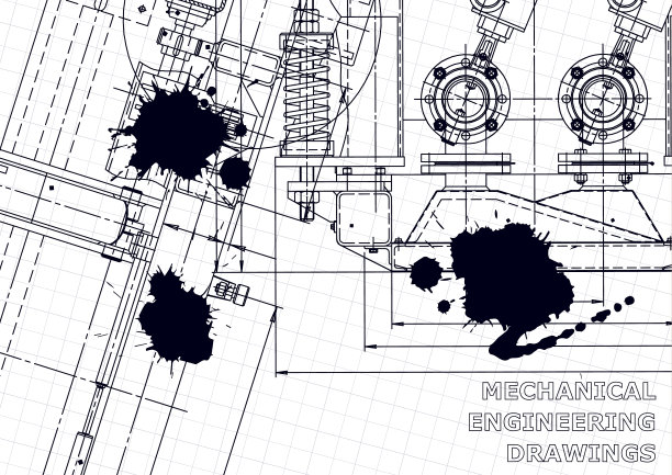 计算机辅助设计系统。技术插图,背景。机械工程制图图片下载
