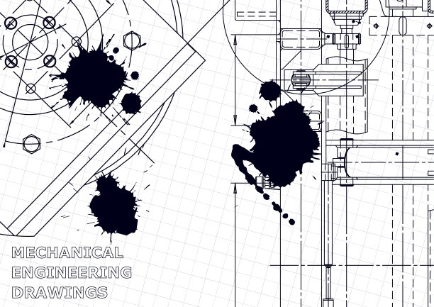 计算机辅助设计系统。技术插图,背景。机械工程制图图片下载