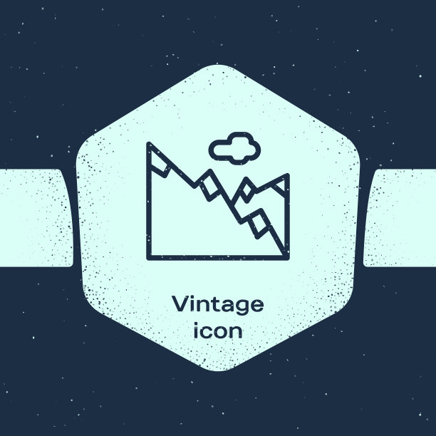 Grunge线山图标孤立在蓝色图片下载