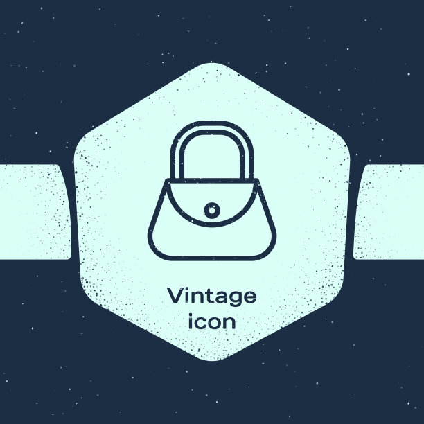 Grunge线手袋图标孤立在蓝色图片下载