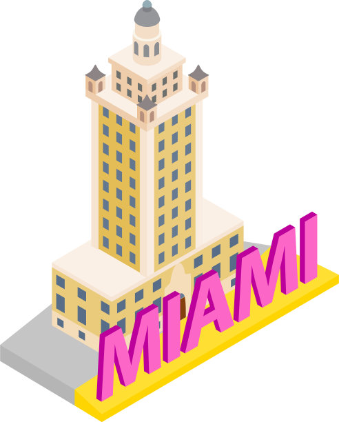迈阿密城市图标等距风格图片下载