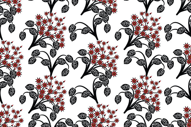 无缝模式与花卉插图矢量图片下载
