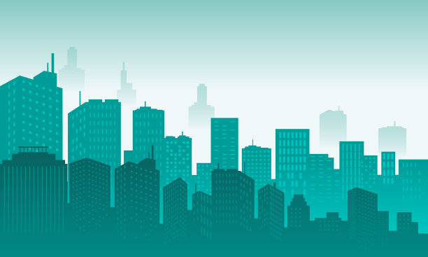 城市剪影建筑与日落的细微差别图片下载